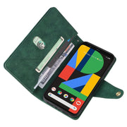 For Google Pixel 4 XL Rivet Buckle 9 Cards Three Fold Leather Phone Case(Green)