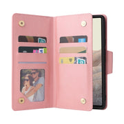 For Google Pixel 6 Rivet Buckle 9 Cards Three Fold Leather Phone Case(Rose Gold)