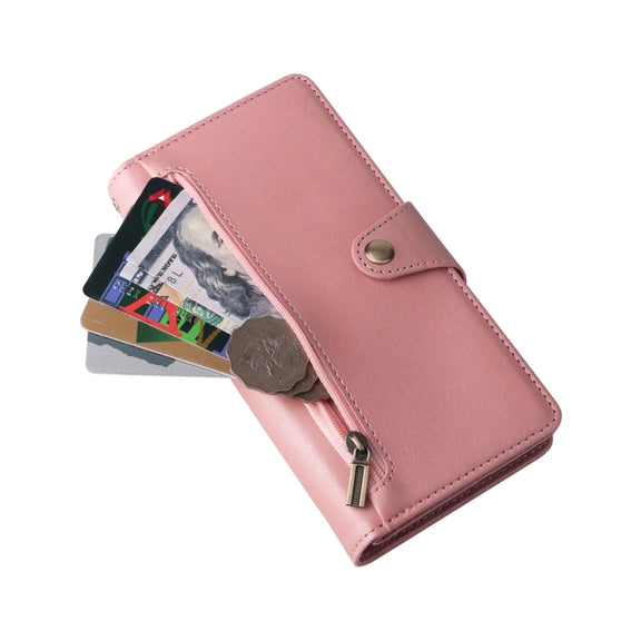 For Google Pixel 6 Rivet Buckle 9 Cards Three Fold Leather Phone Case(Rose Gold)
