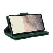 For Google Pixel 6 Rivet Buckle 9 Cards Three Fold Leather Phone Case(Green)