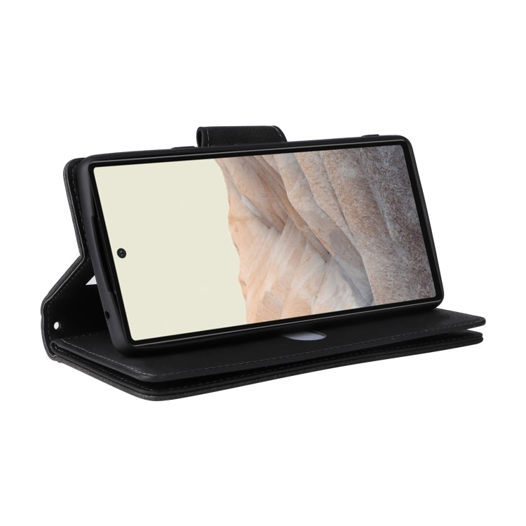 For Google Pixel 6 Pro Rivet Buckle 9 Cards Three Fold Leather Phone Case(Black) - Google Cases by PMC TechLife | Online Shopping South Africa | PMC TechLife | Buy Now Pay Later Mobicred