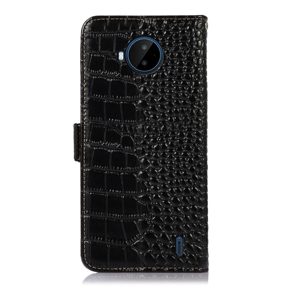 For Nokia C20 Plus Crocodile Top Layer Cowhide Leather Phone Case(Black)