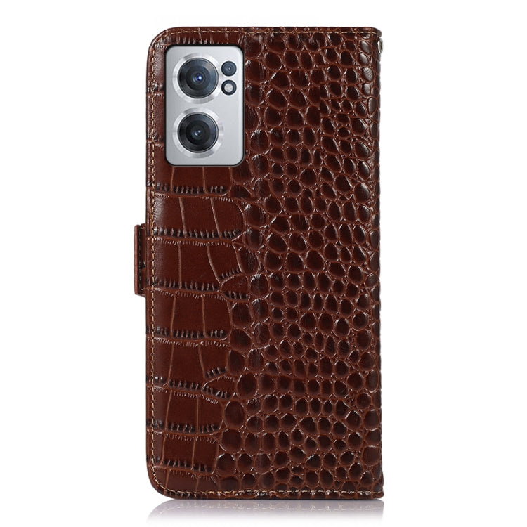 For OnePlus Nord CE 2 5G Crocodile Top Layer Cowhide Leather Phone Case(Brown) - OnePlus Cases by PMC TechLife | Online Shopping South Africa | PMC TechLife | Buy Now Pay Later Mobicred