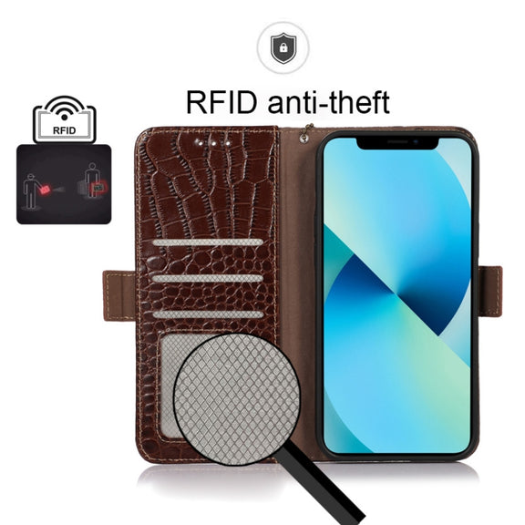 For OnePlus Nord CE 2 5G Crocodile Top Layer Cowhide Leather Phone Case(Brown)