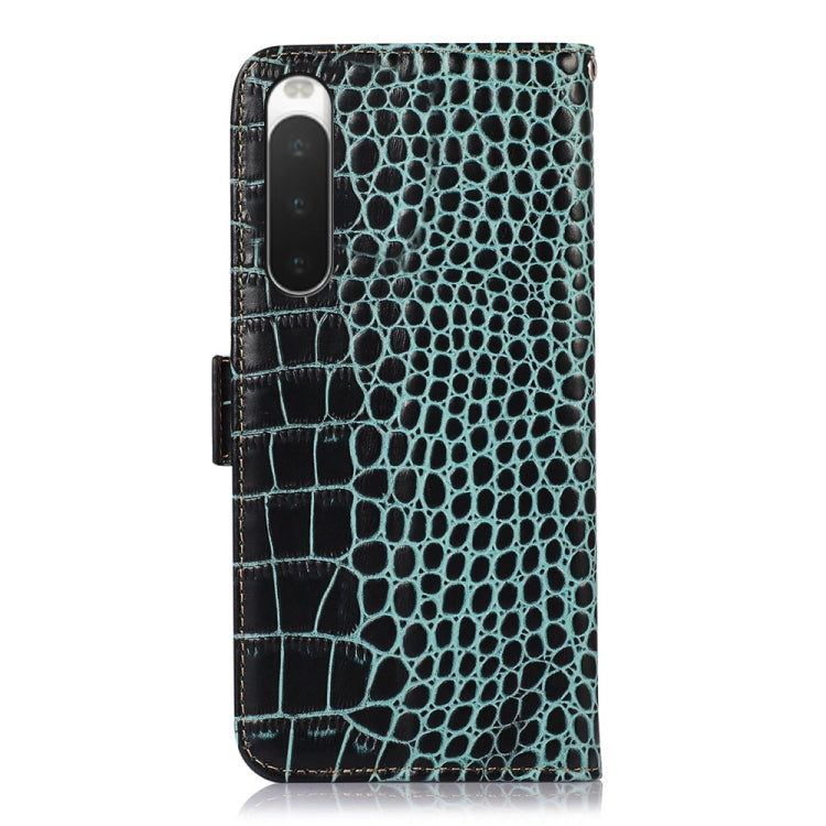 For Sony Xperia 10 IV Crocodile Top Layer Cowhide Leather Phone Case(Green) - Sony Cases by PMC TechLife | Online Shopping South Africa | PMC TechLife | Buy Now Pay Later Mobicred