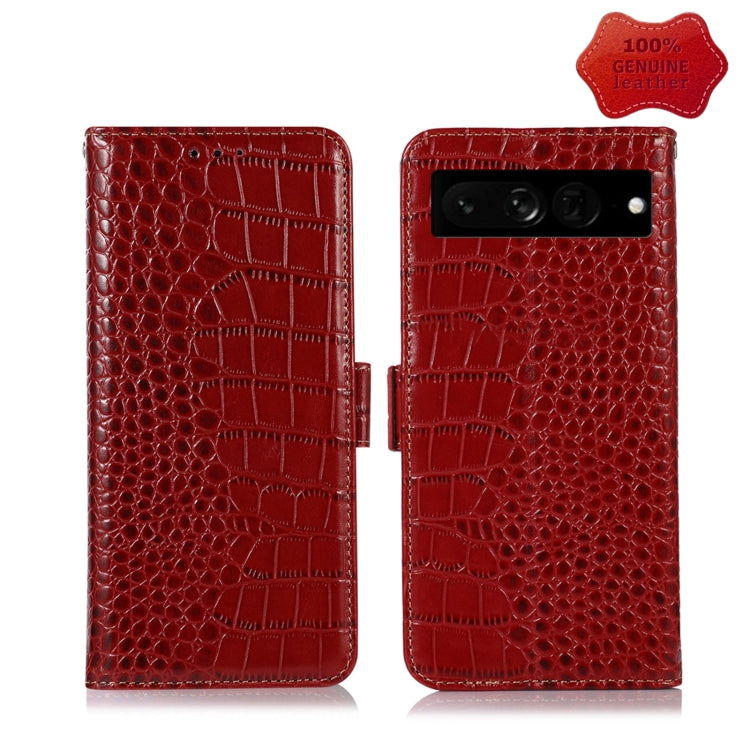 For Google Pixel 7 Pro 5G Crocodile Top Layer Cowhide Leather Phone Case(Red) - Google Cases by PMC TechLife | Online Shopping South Africa | PMC TechLife | Buy Now Pay Later Mobicred