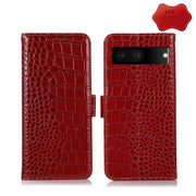 For Google Pixel 7 5G Crocodile Top Layer Cowhide Leather Phone Case(Red)