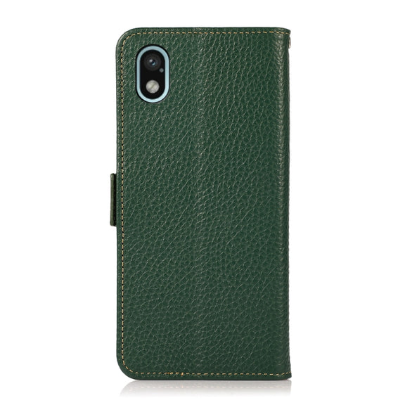 For Sony Xperia Ace III KHAZNEH Side-Magnetic Litchi Genuine Leather RFID Phone Case(Green)