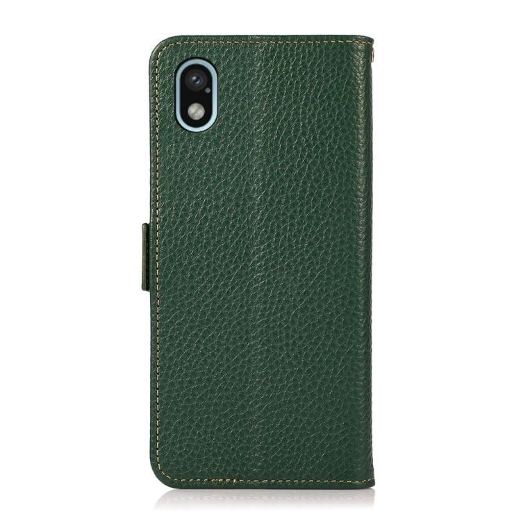 For Sony Xperia Ace III KHAZNEH Side-Magnetic Litchi Genuine Leather RFID Phone Case(Green)