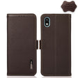 For Sony Xperia Ace III KHAZNEH Side-Magnetic Litchi Genuine Leather RFID Phone Case(Brown) - Sony Cases by PMC TechLife | Online Shopping South Africa | PMC TechLife | Buy Now Pay Later Mobicred