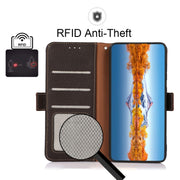 For Sony Xperia Ace III KHAZNEH Side-Magnetic Litchi Genuine Leather RFID Phone Case(Brown)