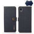 For Sony Xperia Ace III KHAZNEH Custer Genuine Leather RFID Phone Case(Blue) - Sony Cases by PMC TechLife | Online Shopping South Africa | PMC TechLife | Buy Now Pay Later Mobicred