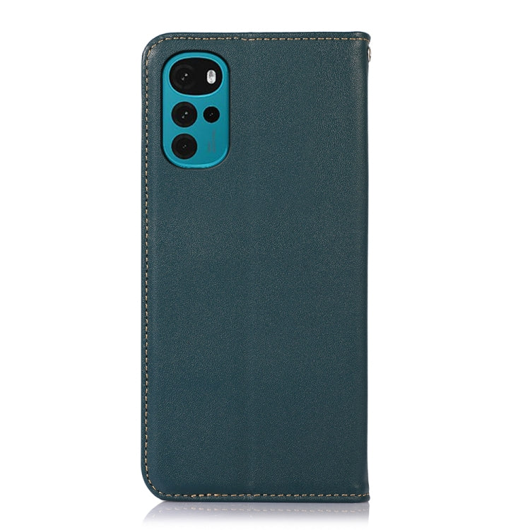 For Motorola Moto G22 KHAZNEH Nappa Top Layer Cowhide Leather Phone Case(Green)