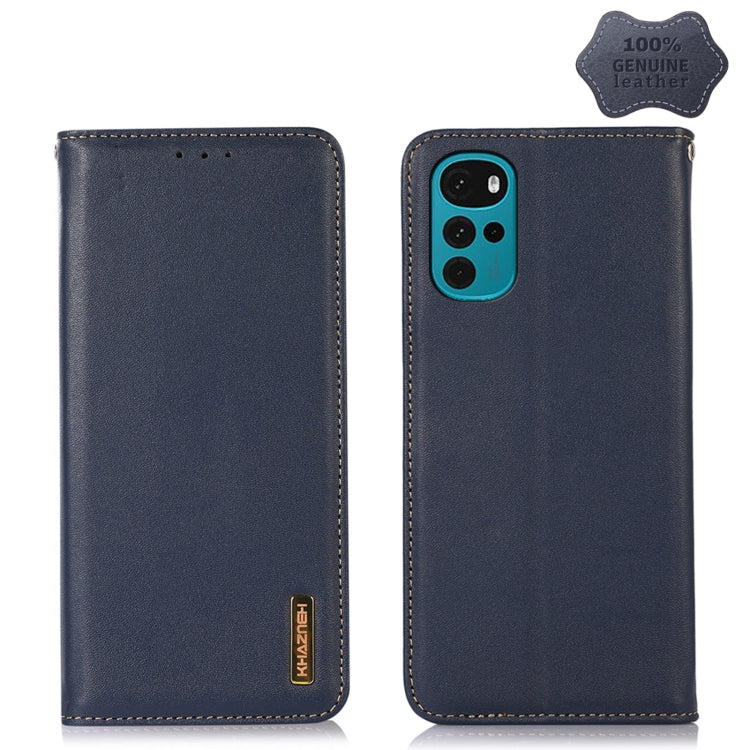 For Motorola Moto G22 KHAZNEH Nappa Top Layer Cowhide Leather Phone Case(Blue) - Motorola Cases by PMC TechLife | Online Shopping South Africa | PMC TechLife | Buy Now Pay Later Mobicred