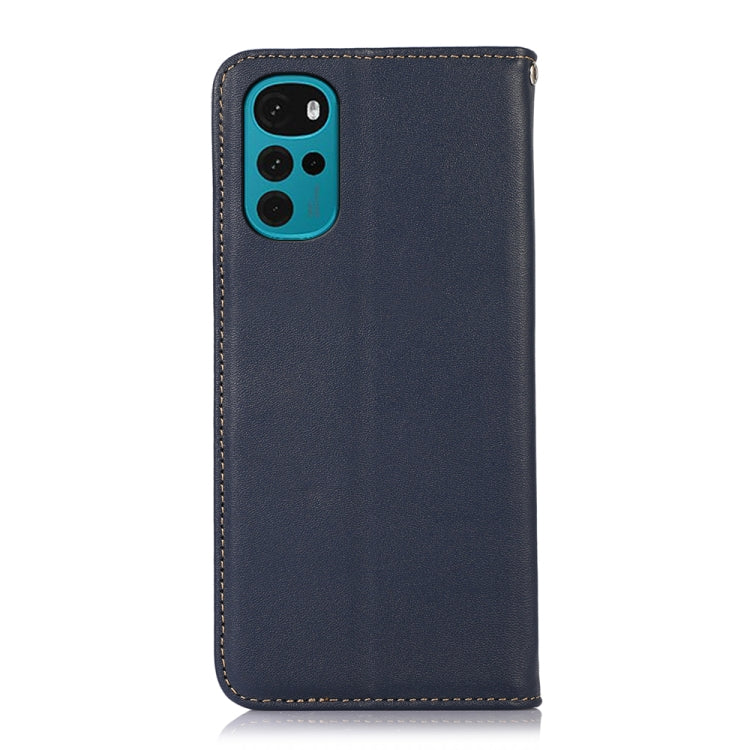 For Motorola Moto G22 KHAZNEH Nappa Top Layer Cowhide Leather Phone Case(Blue) - Motorola Cases by PMC TechLife | Online Shopping South Africa | PMC TechLife | Buy Now Pay Later Mobicred