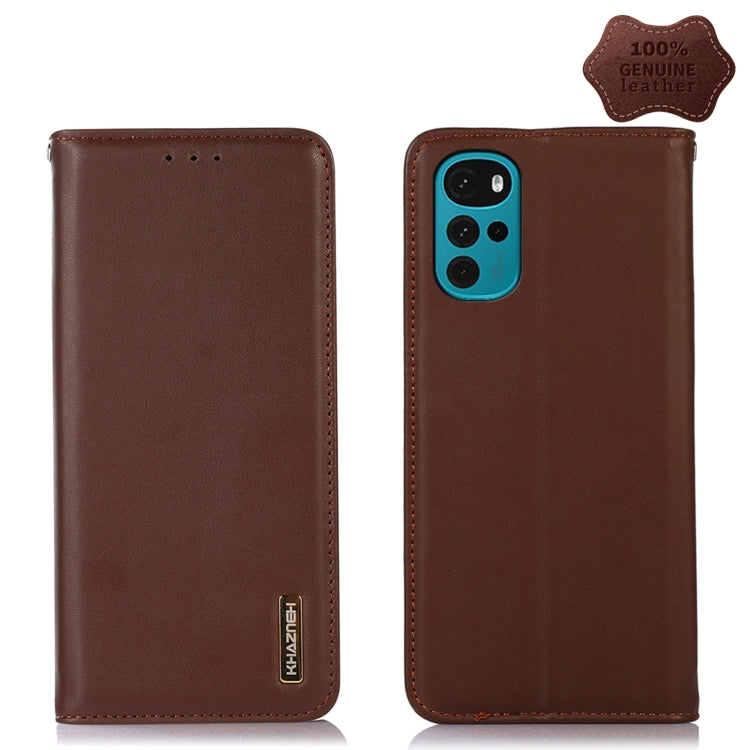 For Motorola Moto G22 KHAZNEH Nappa Top Layer Cowhide Leather Phone Case(Brown) - Motorola Cases by PMC TechLife | Online Shopping South Africa | PMC TechLife | Buy Now Pay Later Mobicred