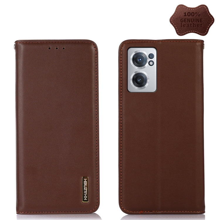 For OnePlus Nord CE 2 5G KHAZNEH Nappa Top Layer Cowhide Leather Phone Case(Brown) - OnePlus Cases by PMC TechLife | Online Shopping South Africa | PMC TechLife | Buy Now Pay Later Mobicred