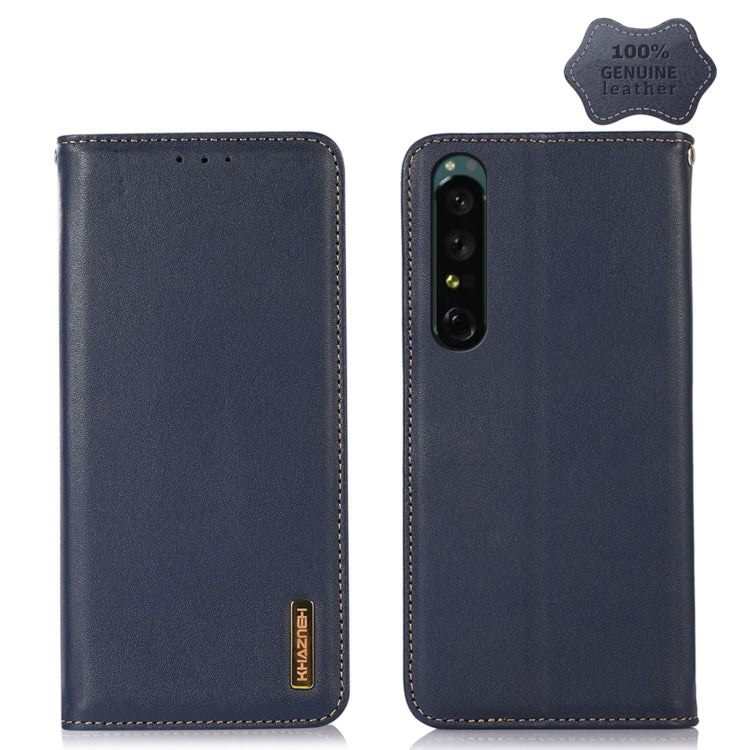 For Sony Xperia 1 IV KHAZNEH Nappa Top Layer Cowhide Leather Phone Case(Blue) - Sony Cases by PMC TechLife | Online Shopping South Africa | PMC TechLife | Buy Now Pay Later Mobicred