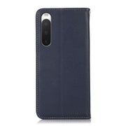 For Sony Xperia 10 IV KHAZNEH Nappa Top Layer Cowhide Leather Phone Case(Blue)