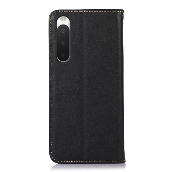 For Sony Xperia 10 IV KHAZNEH Nappa Top Layer Cowhide Leather Phone Case(Black)