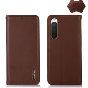 For Sony Xperia 10 IV KHAZNEH Nappa Top Layer Cowhide Leather Phone Case(Brown)