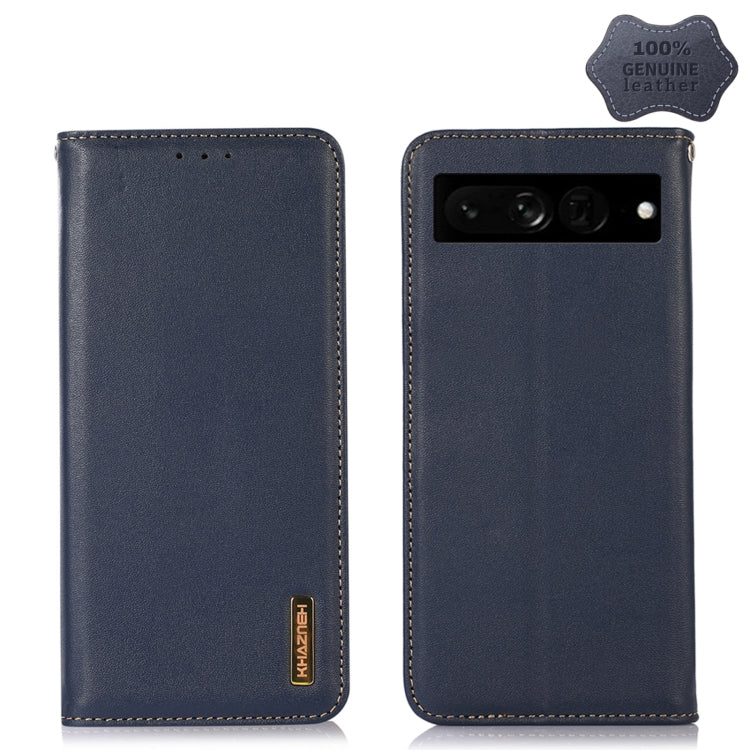 For Google Pixel 7 Pro 5G KHAZNEH Nappa Top Layer Cowhide Leather Phone Case(Blue) - Google Cases by PMC TechLife | Online Shopping South Africa | PMC TechLife | Buy Now Pay Later Mobicred