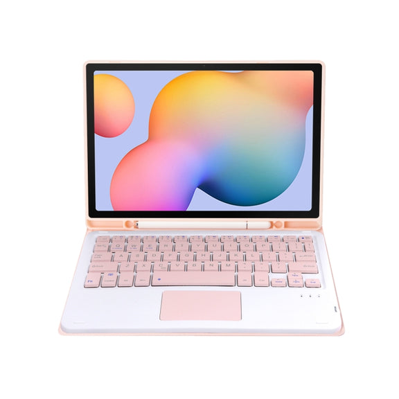 A610B-A Candy Color Bluetooth Keyboard Leather Case with Pen Slot & Touchpad For Samsung Galaxy Tab S6 Lite 10.4 inch SM-P610 / SM-P615(Pink)