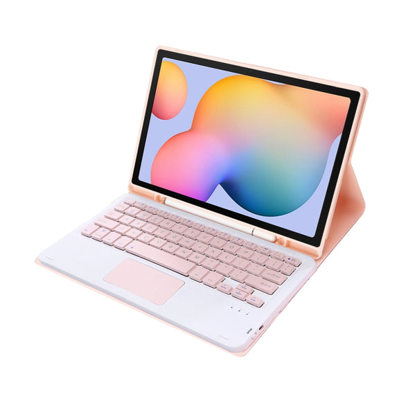 A610B-A Candy Color Bluetooth Keyboard Leather Case with Pen Slot & Touchpad For Samsung Galaxy Tab S6 Lite 10.4 inch SM-P610 / SM-P615(Pink)