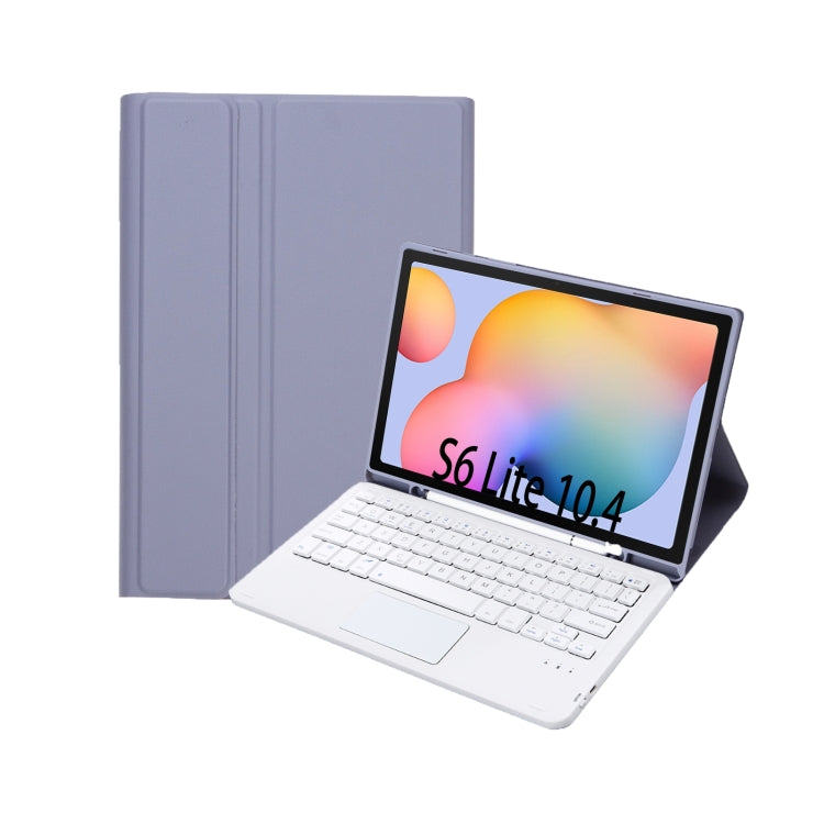 A610B-A Candy Color Bluetooth Keyboard Leather Case with Pen Slot & Touchpad For Samsung Galaxy Tab S6 Lite 10.4 inch SM-P610 / SM-P615(Purple) - Samsung Keyboard by PMC TechLife | Online Shopping South Africa | PMC TechLife