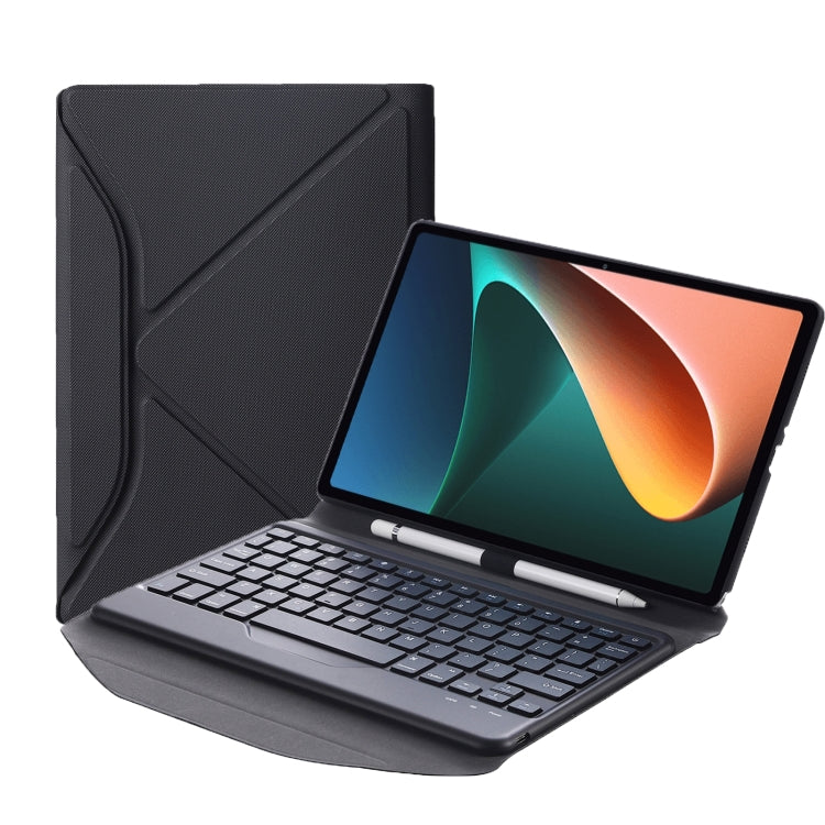 B0N5 Diamond Texture Bluetooth Keyboard Leather Case with Triangle Back Support For Xiaomi Pad 5 / 5 Pro(Black + Black) - Others Keyboard by PMC TechLife | Online Shopping South Africa | PMC TechLife