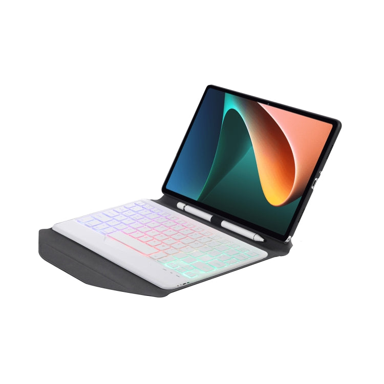 B0N5S Backlight Diamond Texture Bluetooth Keyboard Leather Case with Triangle Back Support For Xiaomi Pad 5 / 5 Pro(Black + White) - Others Keyboard by PMC TechLife | Online Shopping South Africa | PMC TechLife