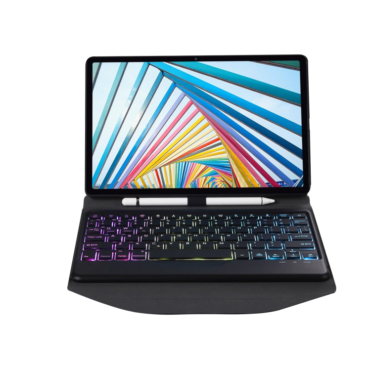 BM20S Backlight Diamond Texture Bluetooth Keyboard Leather Case with Triangle Back Support For Lenovo M10 Plus 10.3 inch TB-X606 / TB-X606F(Black + Black)