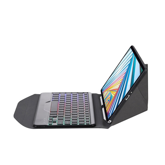 BM20S Backlight Diamond Texture Bluetooth Keyboard Leather Case with Triangle Back Support For Lenovo M10 Plus 10.3 inch TB-X606 / TB-X606F(Black + Black)