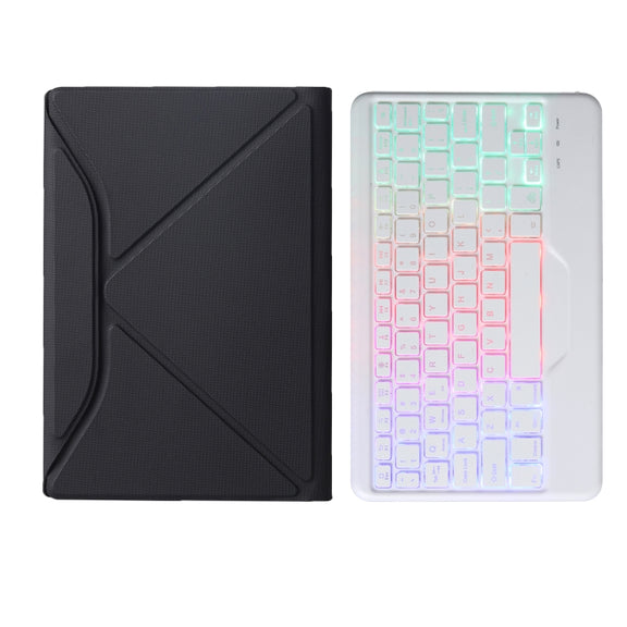 BM20S Backlight Diamond Texture Bluetooth Keyboard Leather Case with Triangle Back Support For Lenovo M10 Plus 10.3 inch TB-X606 / TB-X606F(Black + White)