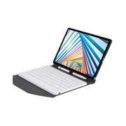 BM20 Diamond Texture Bluetooth Keyboard Leather Case with Triangle Back Support For Lenovo M10 Plus 10.3 inch TB-X606 / TB-X606F(Black + White)
