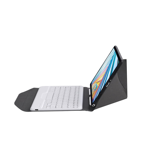 BM20 Diamond Texture Bluetooth Keyboard Leather Case with Triangle Back Support For Lenovo M10 Plus 10.3 inch TB-X606 / TB-X606F(Black + White)