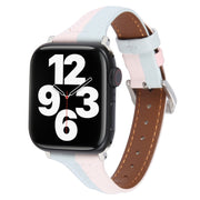 Genuine Leather Watch Band For Apple Watch Series 9&8&7 41mm / SE 3&SE 2&6&SE&5&4 40mm / 3&2&1 38mm(Pink Blue)