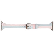 Genuine Leather Watch Band For Apple Watch Series 9&8&7 41mm / SE 3&SE 2&6&SE&5&4 40mm / 3&2&1 38mm(Pink Blue)