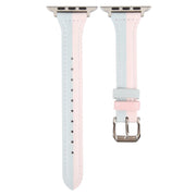 Genuine Leather Watch Band For Apple Watch Series 9&8&7 41mm / SE 3&SE 2&6&SE&5&4 40mm / 3&2&1 38mm(Pink Blue)