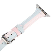 Genuine Leather Watch Band For Apple Watch Series 9&8&7 41mm / SE 3&SE 2&6&SE&5&4 40mm / 3&2&1 38mm(Pink Blue)