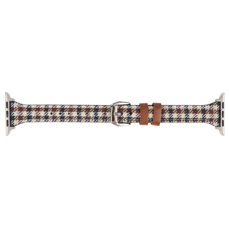 Genuine Leather Watch Band For Apple Watch Series 9&8&7 41mm / SE 3&SE 2&6&SE&5&4 40mm / 3&2&1 38mm(Plaid)