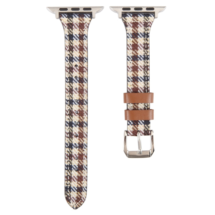 Genuine Leather Watch Band For Apple Watch Series 9&8&7 41mm / SE 3&SE 2&6&SE&5&4 40mm / 3&2&1 38mm(Plaid)