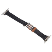Genuine Leather Watch Band For Apple Watch Series 9&8&7 41mm / SE 3&SE 2&6&SE&5&4 40mm / 3&2&1 38mm(Plaid)