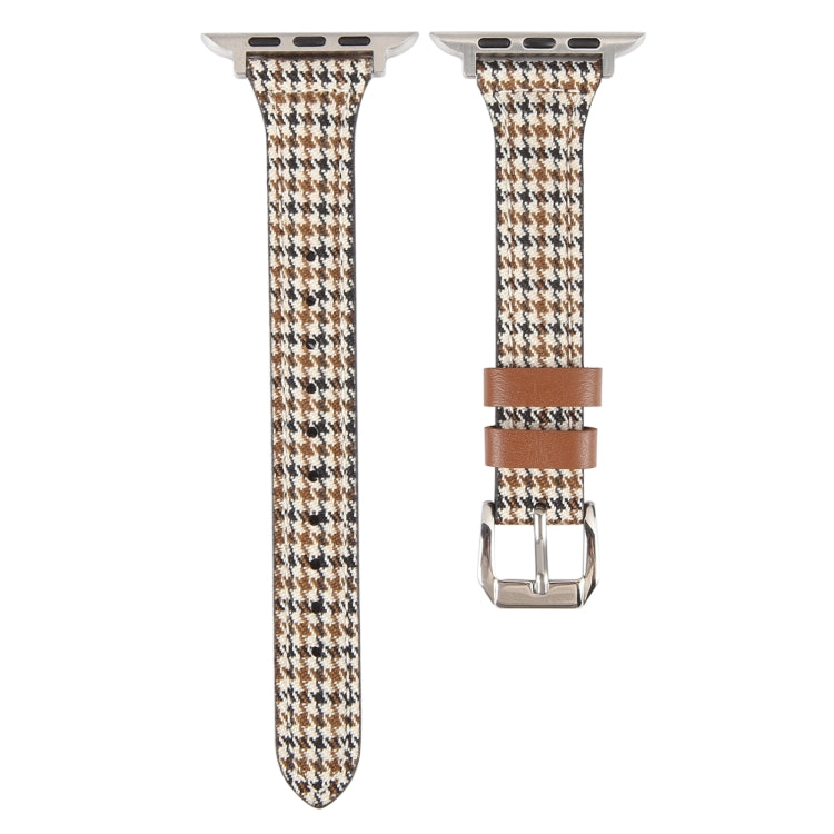 Genuine Leather Watch Band For Apple Watch Series 9&8&7 41mm / SE 3&SE 2&6&SE&5&4 40mm / 3&2&1 38mm(Houndstooth)