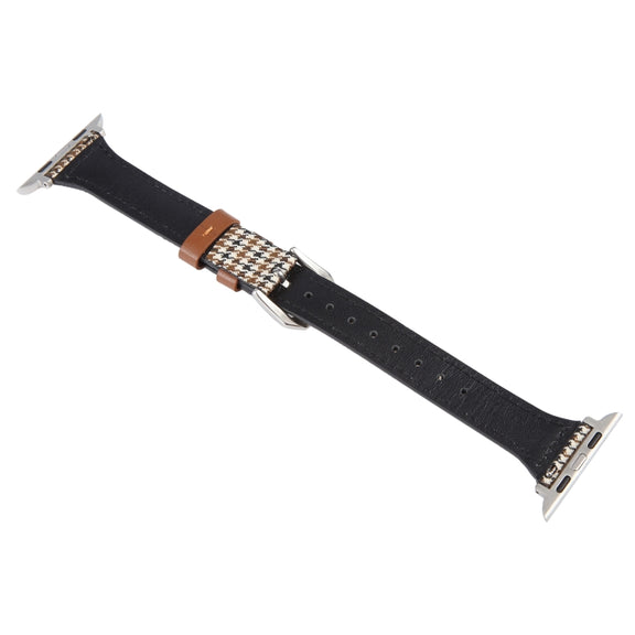 Genuine Leather Watch Band For Apple Watch Series 9&8&7 41mm / SE 3&SE 2&6&SE&5&4 40mm / 3&2&1 38mm(Houndstooth)