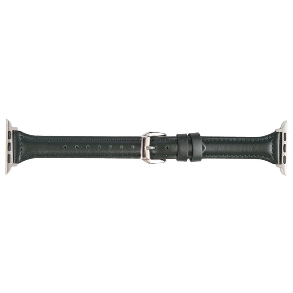 Genuine Leather Watch Band For Apple Watch Ultra 49mm&Watch Ultra 2 49mm / Series 9&8&7 45mm / SE 3&SE 2&6&SE&5&4 44mm / 3&2&1 42mm(Dark Green)