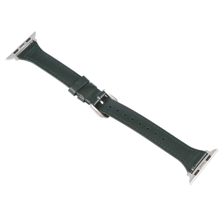 Genuine Leather Watch Band For Apple Watch Ultra 49mm&Watch Ultra 2 49mm / Series 9&8&7 45mm / SE 3&SE 2&6&SE&5&4 44mm / 3&2&1 42mm(Dark Green)