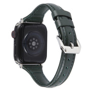 Genuine Leather Watch Band For Apple Watch Ultra 49mm&Watch Ultra 2 49mm / Series 9&8&7 45mm / SE 3&SE 2&6&SE&5&4 44mm / 3&2&1 42mm(Dark Green)