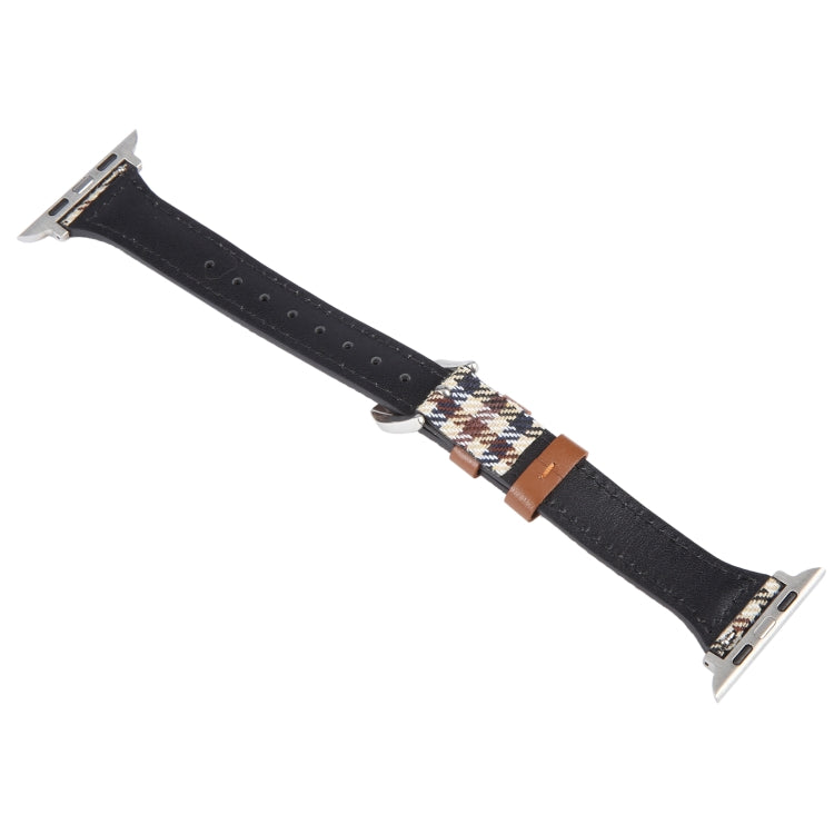 Genuine Leather Watch Band For Apple Watch Ultra 49mm&Watch Ultra 2 49mm / Series 9&8&7 45mm / SE 3&SE 2&6&SE&5&4 44mm / 3&2&1 42mm(Plaid)