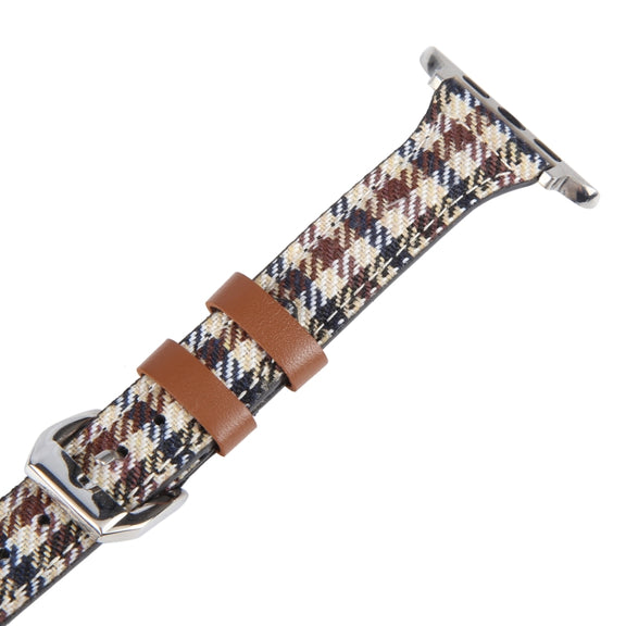 Genuine Leather Watch Band For Apple Watch Ultra 49mm&Watch Ultra 2 49mm / Series 9&8&7 45mm / SE 3&SE 2&6&SE&5&4 44mm / 3&2&1 42mm(Plaid)